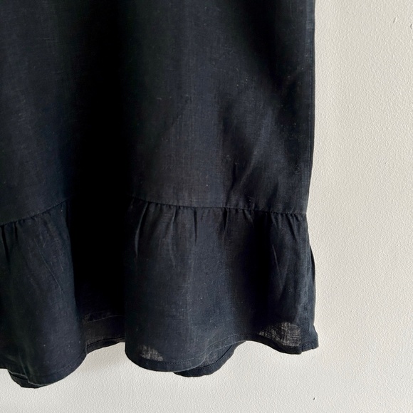 J. Crew Factory Black Linen Tank Top Peplum Spaghetti Straps Racerback Size 0 - Picture 8 of 13